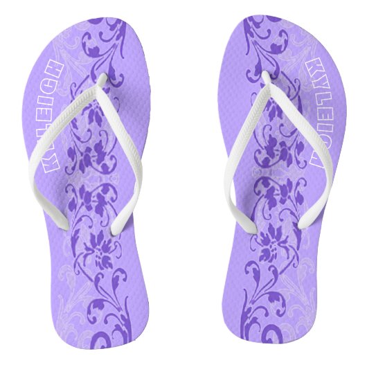 Vrouwen Lavendel Gepersonaliseerde Teenslippers (Voetbed)