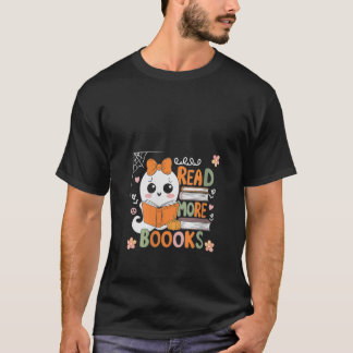 Vrouwen Lees Verder Boeken Ghost Spooky Books Halv T-shirt
