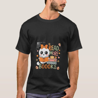 Vrouwen Lees Verder Boeken Schattigee Ghost Pumpki T-shirt