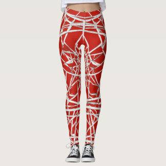 Vrouwen leggings met rode en witte golven