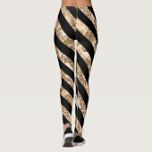 Vrouwen Leggings met zwarte en gouden strepen (Achterkant)