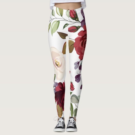 Vrouwen Leggings Wit Rozen Goud Geometrisch (Voorkant)