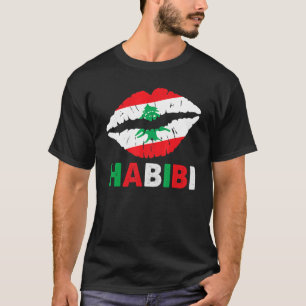 Vrouwen Libanon Habibi Gezegde Licht Libanon Vlag T-shirt