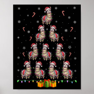 Vrouwen Llama Santa Hat Xmas Lights Mannen Vrouwen Poster