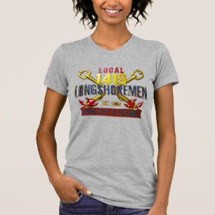 Vrouwen Local 1419 Havenarbeiders Vintage Solidari T-shirt