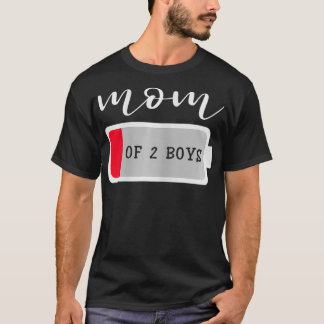 Vrouwen Mam van 2 jongens van Son Moederdag Birthd T-shirt