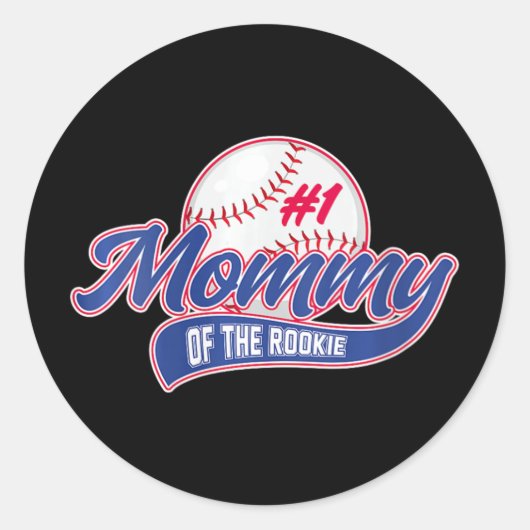 Vrouwen Mama van Rookie 1e Verjaardag 1 Baseball M Ronde Sticker (Voorkant)