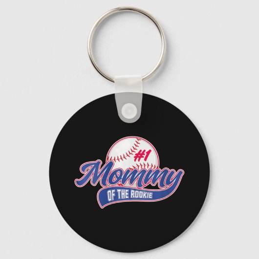Vrouwen Mama van Rookie 1e Verjaardag 1 Baseball M Sleutelhanger (Voorkant)