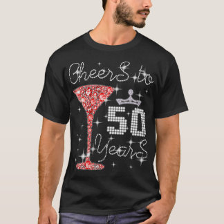 Vrouwen meisje juicht naar 50 jaar oud gelukkig ve t-shirt