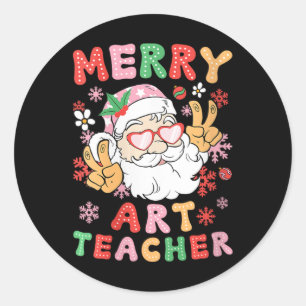 Vrouwen Merry Art Teacher Kerst Art Teaching XM Ronde Sticker
