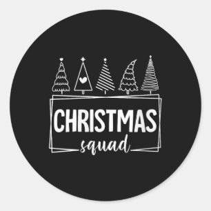 Vrouwen Merry Christmas Squad Tree Kerstman Famili Ronde Sticker
