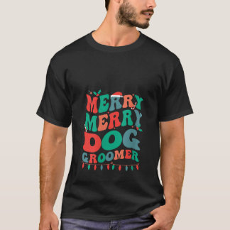 Vrouwen Merry Dog Groomer Christmas Dog Grooming X T-shirt