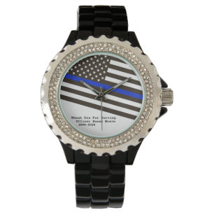 *~* Vrouwen met een dun blauw lijnpolitieagent Horloge