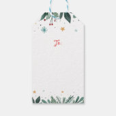 Vrouwen met een zwarte kerstboom cadeaulabel (Achterkant)