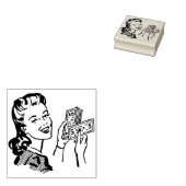 Vrouwen met geld  comic cartoon kunst 	rubberstempel (Gestempeld)