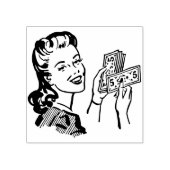 Vrouwen met geld  comic cartoon kunst 	rubberstempel (Afrduk)