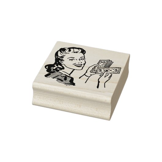 Vrouwen met geld  comic cartoon kunst 	rubberstempel (Stempel)