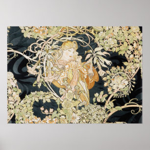 Vrouwen met het Poster van Daisies Art Nouveau