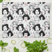 Vrouwen met lippenstift theedoek (Gevouwen)