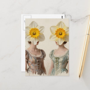 Vrouwen Met Narcissen Hoofden Briefkaart