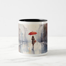 Vrouwen met paraplu Waterverf Graphic Mok