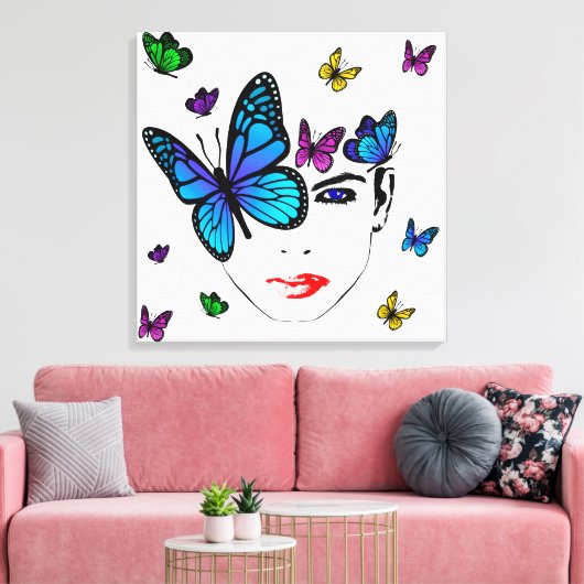 Vrouwen met Vlinders Canvas Afdruk (Insitu (Woonkamer))