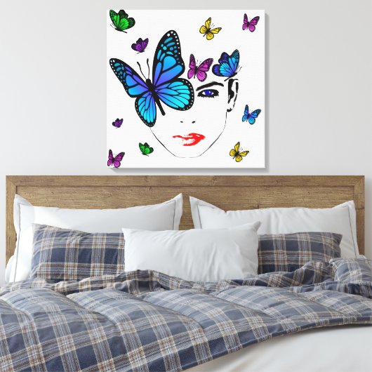 Vrouwen met Vlinders Canvas Afdruk (Insitu (Slaapkamer))