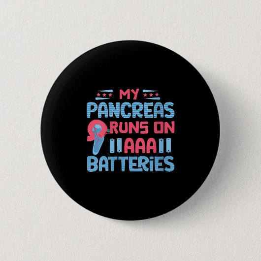 Vrouwen Mijn alvleesklier loopt op AAA-batterijen Ronde Button 5,7 Cm (Voorkant)