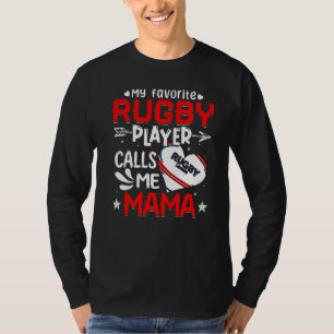 Vrouwen Mijn favoriete Rugby-speler roept me mama T-shirt