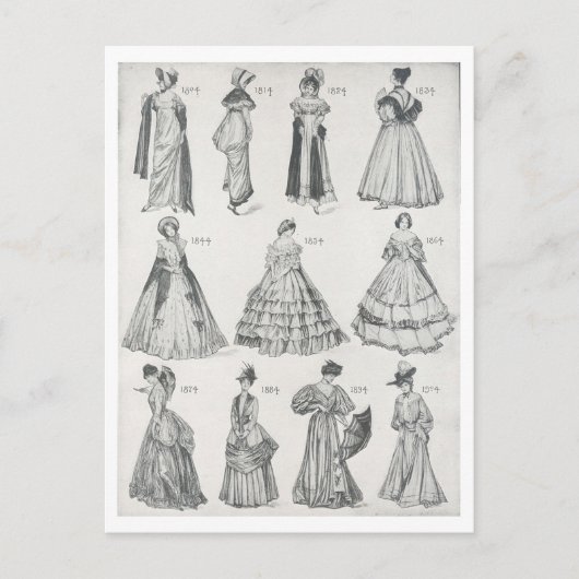  vrouwen Modes van de jaren 1800 Briefkaart (Voorkant)