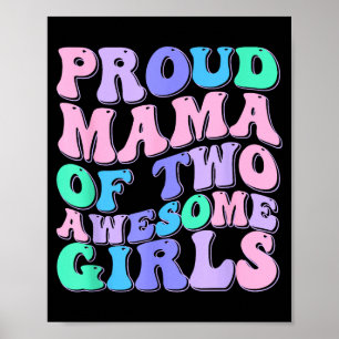 Vrouwen moeder van 2 meisjes twee dochters moederd poster
