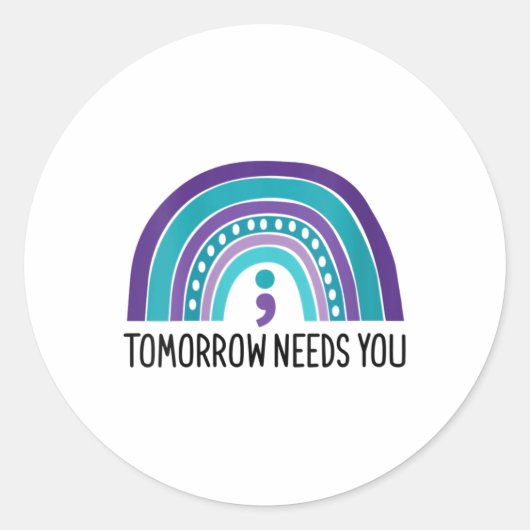Vrouwen morgen heeft u nodig Semicolon Regenboog Z Ronde Sticker (Voorkant)