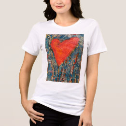 Vrouwen Mozaïek Hart Tri-Blend Shirt