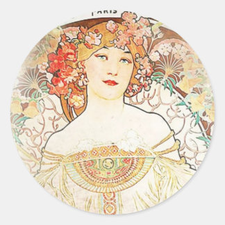 Vrouwen Mucha Ronde Sticker