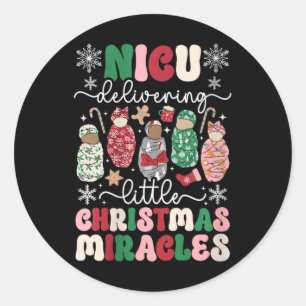 Vrouwen Nicu Kerstmis Wonderen Nicu Nurse Xmas Par Ronde Sticker