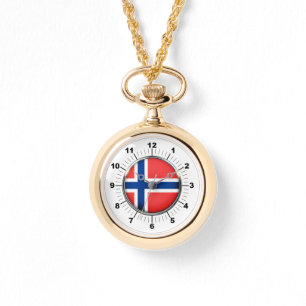 Vrouwen Noorwegen Vlag Wraparound Gold Watch Horloge