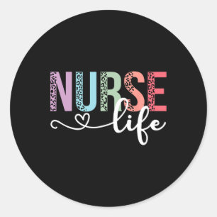 Vrouwen Nurse Life Rn LPN Can Leopard Nurse Week H Ronde Sticker
