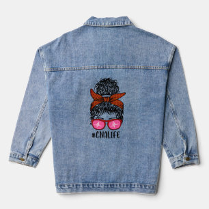 Vrouwen Nurse Life RN LPN CNA Messy Bun Denim Jacket