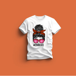 Vrouwen Nurse Life RN LPN CNA Messy Bun T-shirt