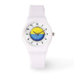 Vrouwen Oekraïense vlag Sportief Wit Silicon horlo Horloge