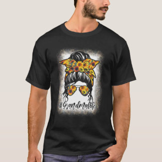 Vrouwen Oma Leven Gebleekte Zonnebloem Messy Bun F T-shirt