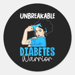 Vrouwen Onbreekbare Diabetes Warrior V-hals Ronde Sticker