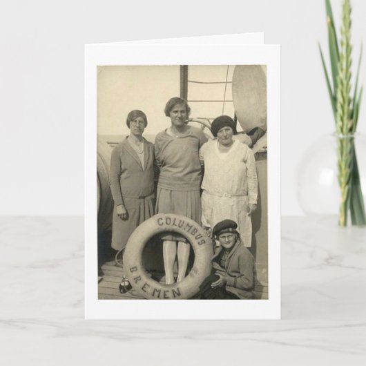  vrouwen op Ocean Liner Bon Voyage Kaart (Voorkant)