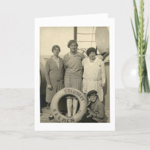  vrouwen op Ocean Liner Bon Voyage Kaart