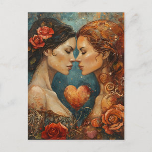 Vrouwen Paar LGBTQ Valentijnsdag Briefkaart
