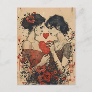 Vrouwen Paar Valentijnsdag Briefkaart