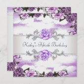 Vrouwen Paarse Lavendel Rozen 50ste Verjaardag Par Kaart (Voorkant / Achterkant)