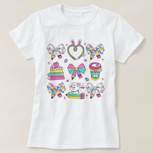 Vrouwen Paasleraar Coquette Bow T-shirt (Design voorkant)
