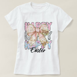 Vrouwen Pastel Happy Easter Coquette Bow T-shirt