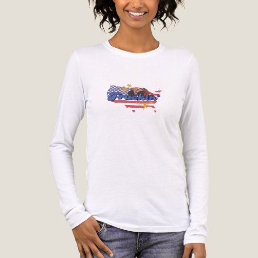 Vrouwen Patriotic Truckin' Long Sleeve Tri-Blend Shirt (Voorkant volledig)